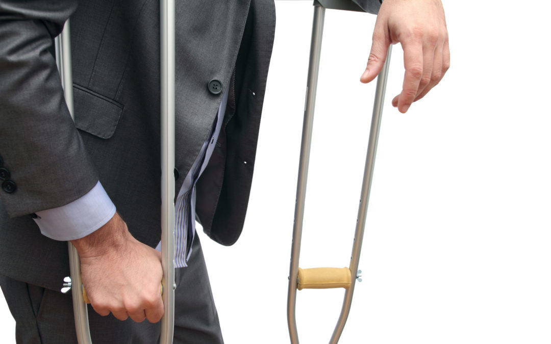 injured with crutches personal injury claim