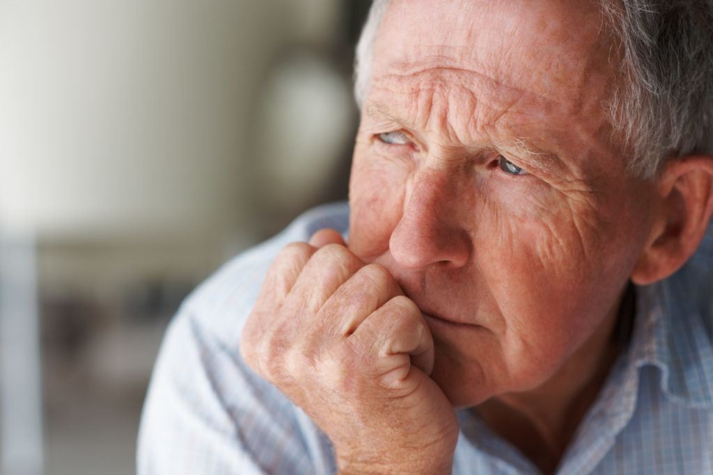 Senior citizen thinking