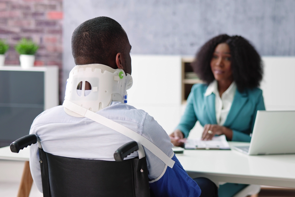 A lawyer discussing a shared fault case with a client